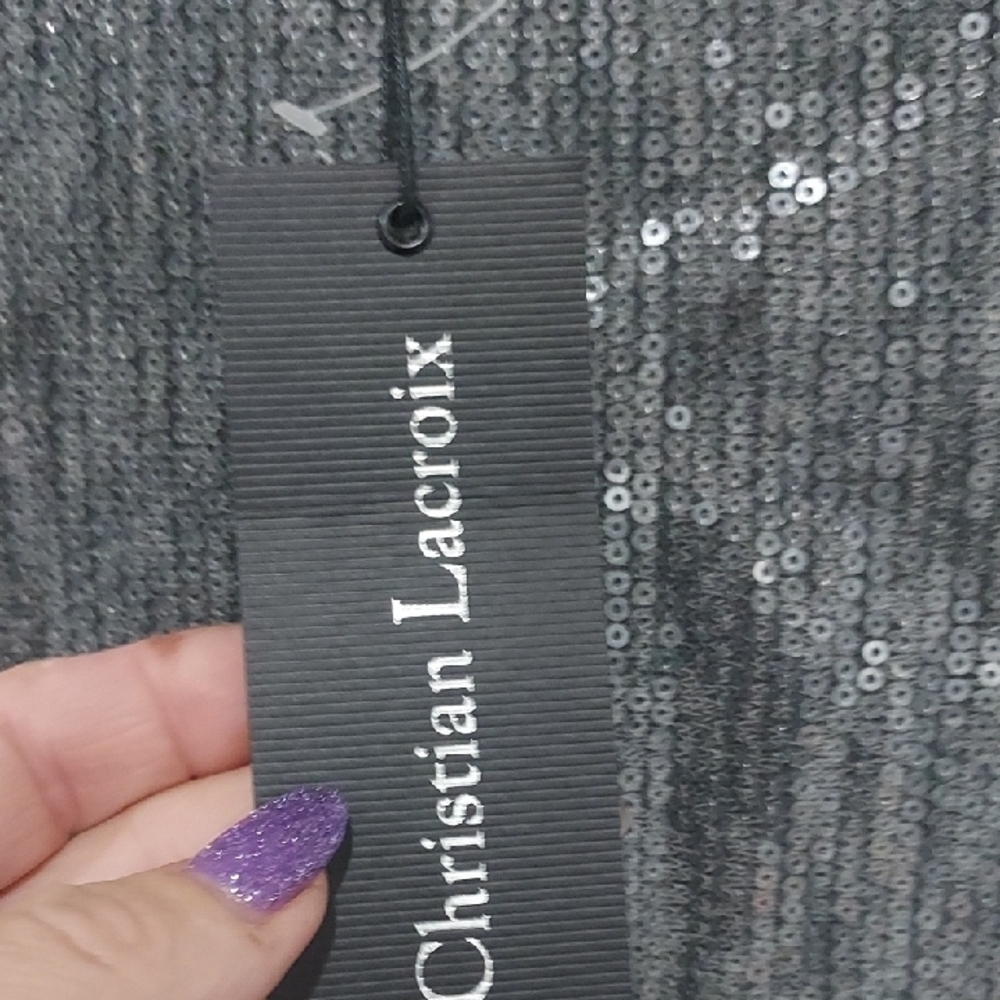Christian Lacroix Glittering Gray Short Sleeve Tee - Picture 3 of 4